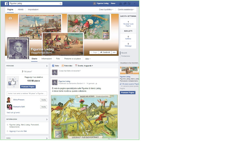 Pagina facebook Figurine Prodigi sponsorizzazione su social network
